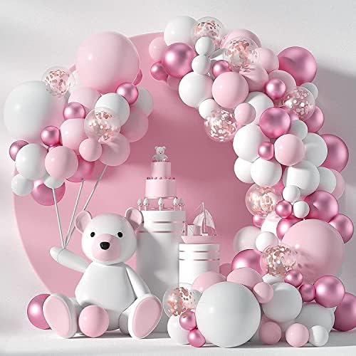 Svijetlo ružičasti baloni Garland luk Kit - bijeli i ružičasto Zlatni baloni Set za boho dekoracije za tuširanje