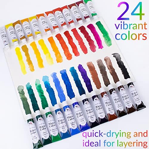 Wa portman boja boja sa 24 akvarelne cijevi 3 akvarel za punjenje četkica za punjenje paleta boja vode i