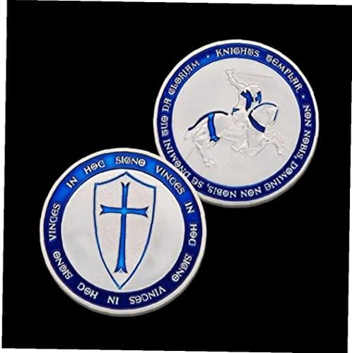 Ruluti 1pc Komemorativni novčići Drevni rimski plavi Crusader Suvenir Coin Travel Collection Pokloni plava
