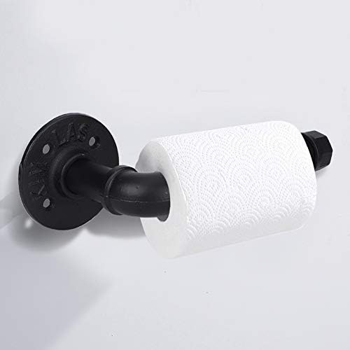 Crni toaletni papir, kupaonica Držač tkiva papira rola za roll spoj cijev za vodu zid stalak za cijel za