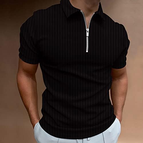 Muške polo majice s dugim rukavima Zip izrez Poslovna casual vrhovi rebrasti trening majice