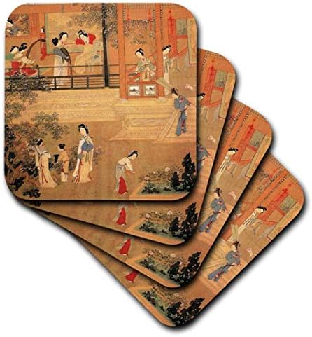 3Droza CST_212617_3 Print kineske dame u palači u dinastiji Ming dinastije CERAMIČNI CERAMIČKI CASTERS,