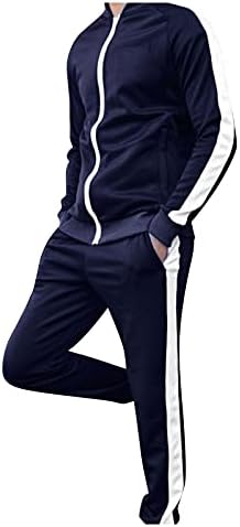 Muška trenerka 2 komada Outfit Boja bloka dugih rukava Puni patentne patentne jakne i pantalone Sportski