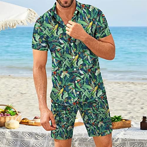 Muške havajske majice i kratke hlače 2 komada tropska odjeća cvijet cvijet tipka za print niz kratkih rukava