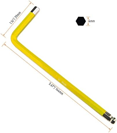 Focmkeas 4mm Ball End Hex Key Allen ključ, unutarnji šesterokutni ključ, L dugačak ruk S2 čelik, žuti