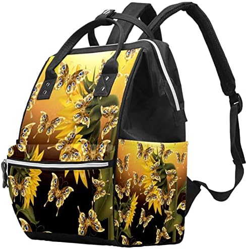 Guerotkr putni ruksak, vrećice za pelene, ruksačka torba za pelene, zalazak sunca suncokret zlatni leptiri