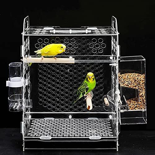 Razzzmum veliki kavez za ptice za ptice za ptice akril prozračne ptice kuću papagajni kavez za uzgoj kože
