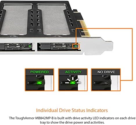ICY DOCK 2 Bay uklonjivi M. 2 NVMe SSD mobilni stalak za PCI Express Slot | ToughArmor MB842MP-B