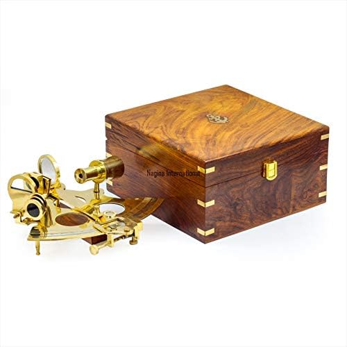 Velika mesingana sextant W / Drvena kutija - 10 - Zbirka nautičke navigacije