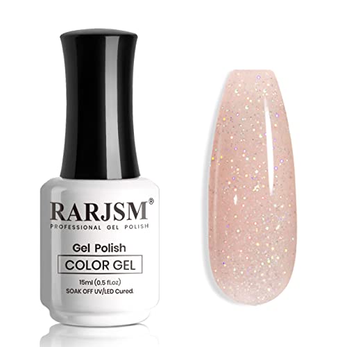 RARJSM Nude Glitter Gel Polish Sheer Pink Jelly svjetlucavi Gel za nokte iridescentni svjetlucavi ružičasti