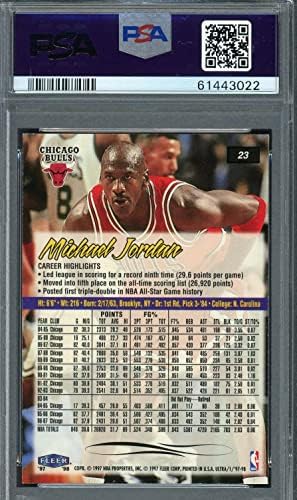Michael Jordan 1997 fleer ultra košarkaška kartica # 23 Ocjenjina PSA 8