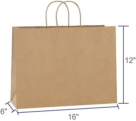 BagDream 50kom 16x6x12 inča Kraft papirne poklon kese sa ručkama rasute papirne kese za kupovinu robe maloprodajne