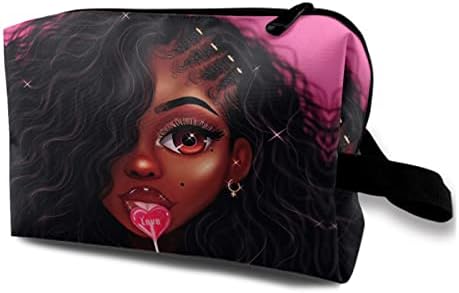 Racigomr Afrička crna djevojka putna kozmetička torba vodootporna kozmetička torbica Prijenosna svestrana toaletna torba za žene tinejdžerke