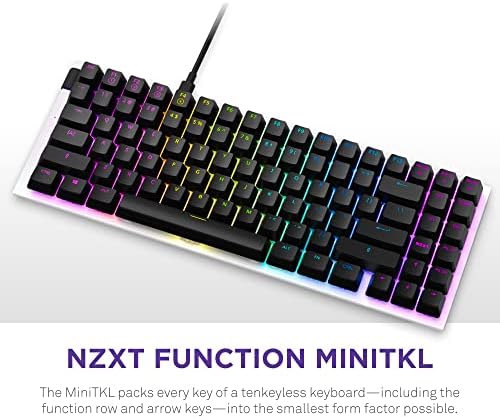 NZXT funkcija MiniTKL-kompaktna tastatura za igre bez Tenkija – Gateron crveni mehanički prekidači: Linearni,