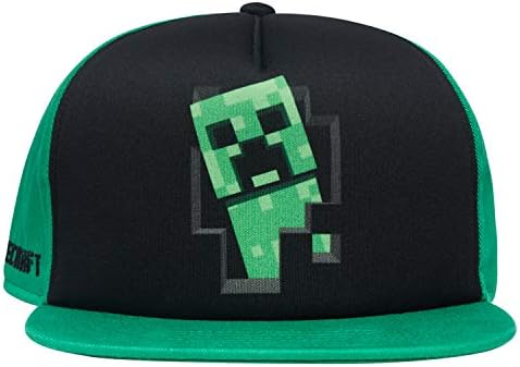Šešir za lice za dječake Minecraft Creeper-crni i zeleni šešir za mlade