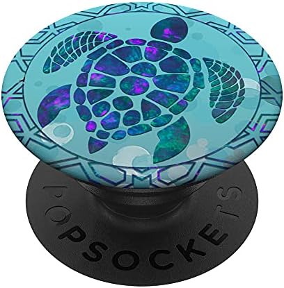 Teal plava ljubičasta kornjača i geometrijski dizajn na svijetloplavim popsockets zamjenjivim popgrip
