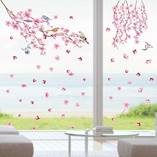 Naljepnice za cvijeće trešnje zidne naljepnice grane drveća zidne naljepnice Pink cvjetne zidne naljepnice