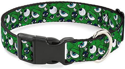 Buckle-Down Čudovišta Inc. Eye Collage Weathered Greens/Blues Plastic Clip Ovratnik, Srednji / 11-17
