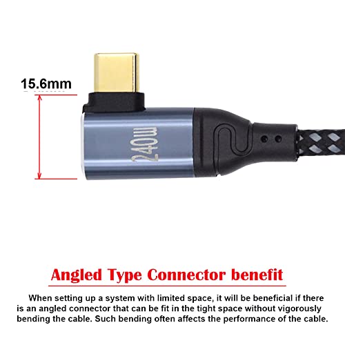 NFHK USB-C 240W TIP-C kabel 480Mbps 48V 5A lijevo desno uglovno 90 stupnjeva kompatibilno s USB2.0 100W