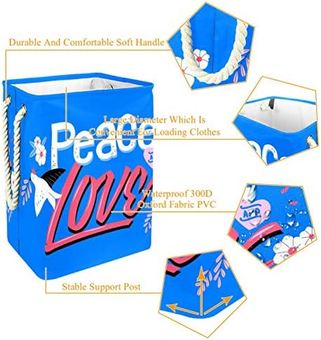DEYYA Love Peace plave korpe za pranje veša visoke čvrste sklopive za odraslu decu Tinejdžeri dečaci Devojčice