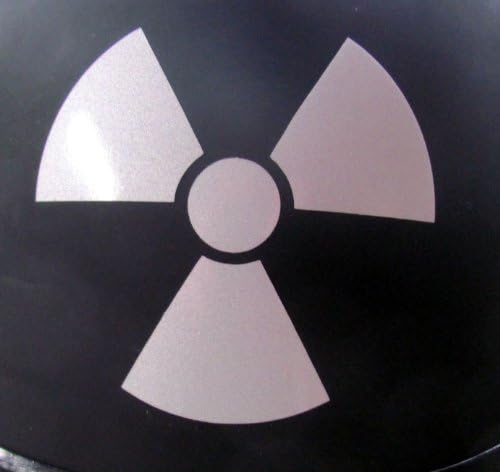 Reflektirajući radioaktivni simbol - 3 x 2 3/4 die rezan vinilni naljepnica za kacige, prozore, automobile,