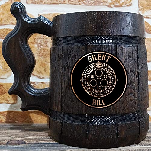 Silent Hill piv piva, tihi brežući pivo Stein, igrač poklona, ​​personalizirano pivo Stein, Drveni tankard,