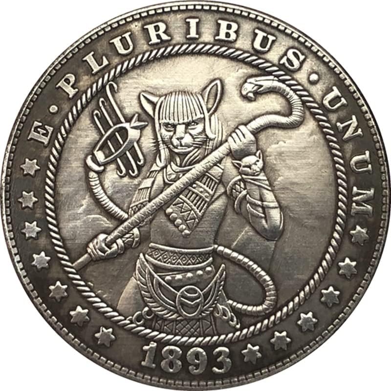 Qingfeng 38mm starinski srebrni dolar američki novčić Morgan Tramp Coin 1893S Craft 14