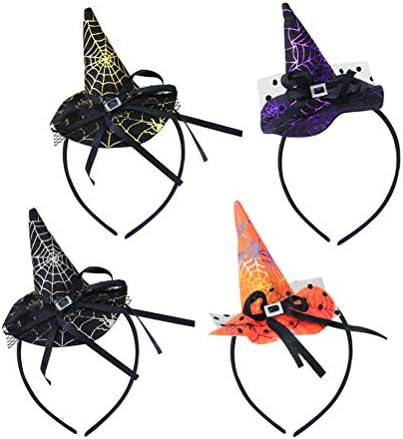 Lurose 4kom vještica šešir traka za glavu, Halloween dotjerati kosu traka paukova mreža vještica kosa Accesory