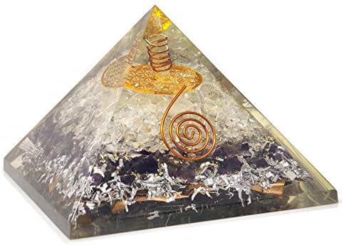 Orgonitna trgovina Orgone piramide CHAKRA sa orgone Energy - Rainbowne Moonstone Healing Crystal bazirani više turmalin za pozitivan Energy-crni turmalinski EMF zaštitni cvijet života