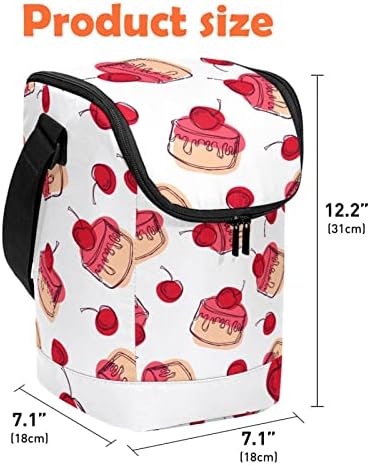 Torbe za ručak za žene i muškarce, izolovani Cherry Cupcakes Sweet Desert Pattern Lunch tote Bag sa podesivim