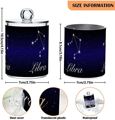 Yyzzh Vaga Zodiac Constellation Blue Zdrav Galaxy Stars 4 Pack Qtip Držač Dispenzer za pamuk Swab Ball Okrugli