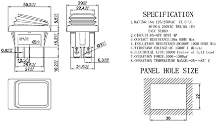 Preklopni prekidač Kcd4 20a / 125V 16A / 250V 4-pinski DPST IP67 zapečaćeni vodootporni Prekidač za napajanje