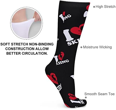 WEEDKEYCAT volim skijanje debele čarape novost Funny Print grafički Casual toplo sredinom cijev čarape za