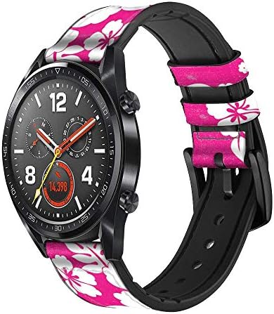 CA0255 Havajski hibiskus ružičasti uzorak kože i silikonske pametne trake pametnog sata za ručni sat smartwatch