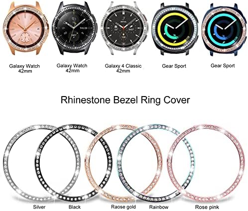Dealule Bands kompatibilni sa Samsung Gear Sport / Galaxy Watch 42mm / Galaxy 4 Classic, luksuzni dijamantni čelični metalni remen sa bezel prstenaste poklopcem za zamjenu narukvice