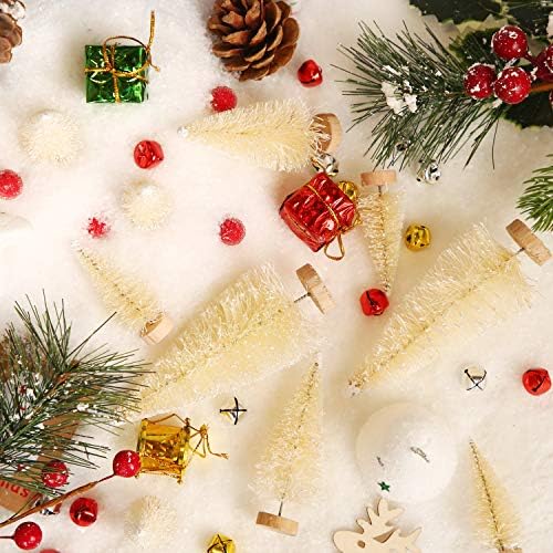 Satinior 60 komada Umjetno mini božićno drvce Sisal snježni drveće boce božićna stabla borove stablike ukrasi