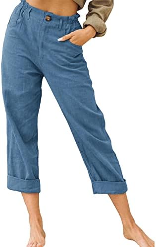 Xiloccer ženske hlače za posao Ženske stražnji pamučni hlače hlače casual pantalone elastične posteljine