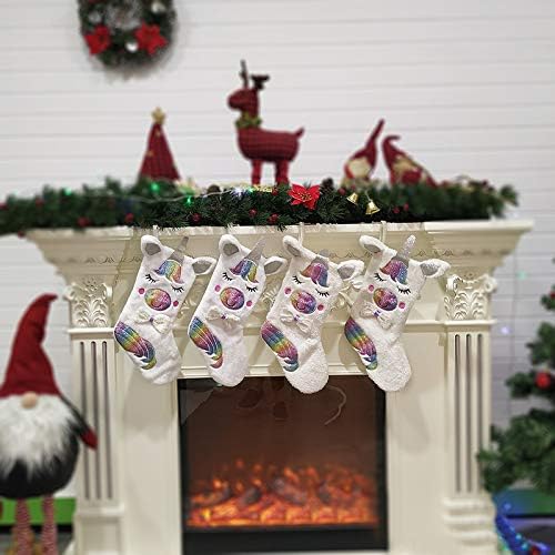 Cdybox 17 Božićni ukrasi čarape za bombonske torbe Veliki jednorog Scrocks Spacks Sparkly Božićne čarape