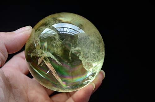 Real Tibet Himalayan Visoka nadmorska visina bistra žuta citrinska kristalna kvarcna sfera Orb Duga 2,51