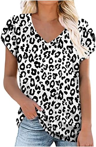 Žene Ljeto jesen majica kratki rukav V vrat pamuk grafički grafički ručak labav fit opuštena fit top košulja za djevojčice zdravo