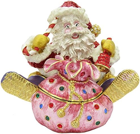 Santa klauzula s ružičastim poklon torbama emajl figurica sa Swarovski element Crystals Thinket pilula nakita,