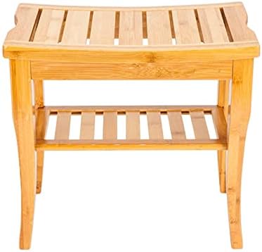 Uongfi 47.5x26x44.5cm Bambus tuš sjedalo stolica za kupanje sandalovo drvo boja kupaonice stolice organizator