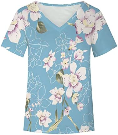 Pamučna košulja dame Ljeto jesen 2023. odjeća modni kratki rukav v grafički salon za izrez Top Thirt za