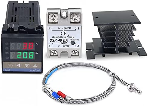 UNCASO digitalni 220V PID Rex-C100 regulator temperature + max.40a SSR + K Thermoelement PID kontroler set