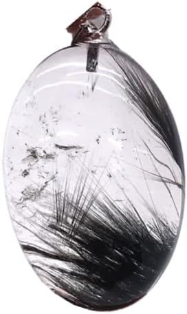 Prirodni crni rutilirani kvarcni privjesak crni rutilirani kristal za žene Muškarci Izlječenje poklona 25x17x9mm perle Kamen jasan dragulj Srebrni nakit Aaaaa