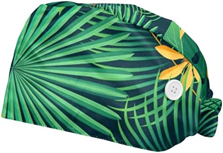 2 pakovanja podesiva radna kapa s tipkama, Aloha Tropicl Palm lišće cvjetnoj kornjaču Radni šešir