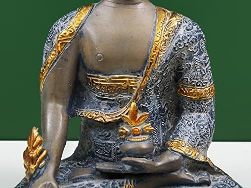 Exotic Indija 10 Mesingani lijekovi Buda sa zdjelom ljekovitog bilja - mesing
