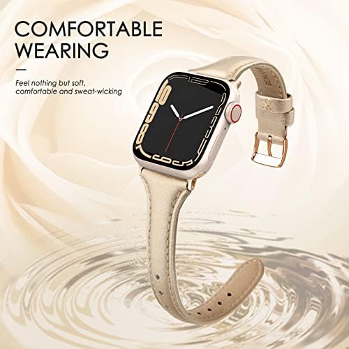 Eyamumo kožni pojas Kompatibilan je za Apple Watch Band 38mm 40mm 41mm, tanak tanki elegantni originalni kaiš Kompatibilni za iWatch seriju 8, 7, 6, 5, 4, 3, 2, 1, SE, sport i izdanje za žene