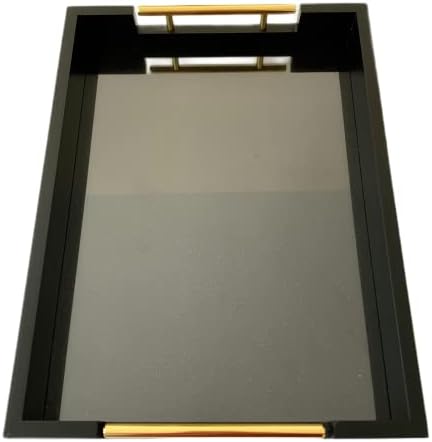 Trullomore Black ladica sa zlatnim sjajem za stolić za kavu, 15,75 x 11,81, posluživanje ladica sa ručkama