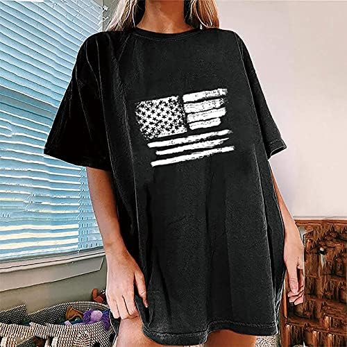 Košulje od 4. jula za žene labave casual prevelizirane američke zastave tiskani o-vrat kratkih rukava majica